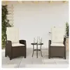 vidaXL Chaises inclinables de jardin lot de 2 et coussins marron rotin