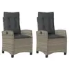 vidaXL Chaises inclinables de jardin lot de 2 et coussins gris rotin