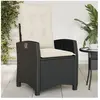 vidaXL Chaise inclinable de jardin avec coussins noir résine tressée