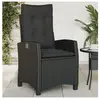 vidaXL Chaise inclinable de jardin avec coussins noir résine tressée