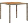 vidaXL Table de jardin et dessus en bois d'acacia gris résine tressée