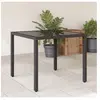 vidaXL Table de jardin dessus en verre Noir 90x90x75 cm Résine tressée