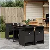 vidaXL Ensemble à manger de jardin coussins 5pcs Noir Résine tressée
