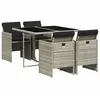 vidaXL Ensemble à manger de jardin et coussins 5 pcs gris clair rotin