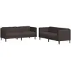 vidaXL Ensemble de canapés 2 pcs marron foncé tissu