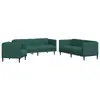 vidaXL Ensemble de canapés 3 pcs vert foncé tissu