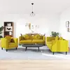 vidaXL Ensemble de canapés 3 pcs avec coussins jaune velours
