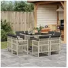 vidaXL Ensemble à manger de jardin et coussins 9 pcs gris clair rotin