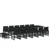 vidaXL Ensemble à manger de jardin 17 pcs coussins noir résine tressée