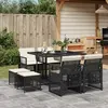 vidaXL Ensemble à manger de jardin 9pcs coussins noir résine tressée