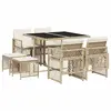vidaXL Ensemble à manger de jardin et coussins 9 pcs beige Poly rotin