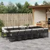 vidaXL Ensemble à manger de jardin 13 pcs coussins noir résine tressée