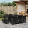 vidaXL Ensemble à manger de jardin 11 pcs coussins noir résine tressée