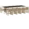 vidaXL Ensemble à manger de jardin et coussins 11 pcs beige poly rotin