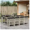 vidaXL Ensemble à manger de jardin et coussins 9 pcs gris clair rotin