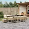 vidaXL Ensemble à manger de jardin et coussins 15 pcs beige