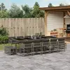 vidaXL Ensemble à manger de jardin 15 pcs coussins gris résine tressée