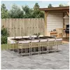 vidaXL Ensemble à manger de jardin et coussins 11 pcs beige poly rotin