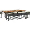 vidaXL Ensemble à manger de jardin 11 pcs coussins noir résine tressée