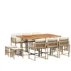 vidaXL Ensemble à manger de jardin et coussins 11 pcs beige poly rotin