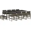 vidaXL Ensemble à manger de jardin coussins 13 pcs gris résine tressée