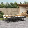 vidaXL Ensemble à manger de jardin 13 pcs coussins noir résine tressée