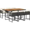 vidaXL Ensemble à manger de jardin coussins 7pcs Noir Résine tressée