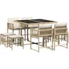 vidaXL Ensemble à manger de jardin et coussins 9 pcs beige Poly rotin