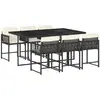 vidaXL Ensemble à manger de jardin coussins 7pcs Noir Résine tressée