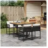 vidaXL Ensemble à manger de jardin coussins 5pcs Noir Résine tressée