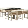 vidaXL Ensemble à manger de jardin et coussins 7 pcs beige poly rotin