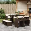 vidaXL Ensemble à manger de jardin et coussins 9 pcs marron poly rotin