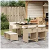 vidaXL Ensemble à manger de jardin et coussins 9 pcs beige Poly rotin