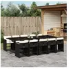vidaXL Ensemble à manger de jardin 11 pcs coussins noir résine tressée