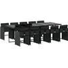 vidaXL Ensemble à manger de jardin 11 pcs coussins noir résine tressée