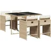 vidaXL Ensemble à manger de jardin avec coussins 5pcs Beige poly rotin