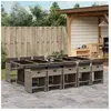 vidaXL Ensemble à manger de jardin 11pcs avec coussins gris poly rotin