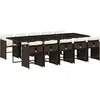 vidaXL Ensemble à manger de jardin et coussins 11 pcs marron rotin