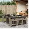vidaXL Ensemble à manger de jardin et coussins 7 pcs gris rotin