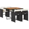 vidaXL Ensemble à manger de jardin coussins 5pcs Noir Résine tressée