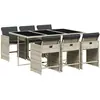 vidaXL Ensemble à manger de jardin et coussins 7 pcs gris clair rotin