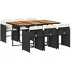 vidaXL Ensemble à manger de jardin coussins 7pcs Noir Résine tressée
