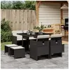 vidaXL Ensemble à manger jardin 9pcs et coussins noir résine tressée