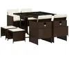 vidaXL Ensemble à manger de jardin et coussins 9 pcs marron poly rotin