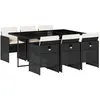 vidaXL Ensemble à manger de jardin coussins 7pcs Noir Résine tressée
