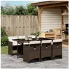 vidaXL Ensemble à manger de jardin et coussins 7 pcs marron rotin
