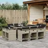 vidaXL Ensemble à manger de jardin 11pcs avec coussins gris poly rotin