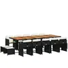 vidaXL Ensemble à manger de jardin 15 pcs coussins noir résine tressée
