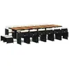 vidaXL Ensemble à manger de jardin 17 pcs coussins noir résine tressée