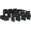 vidaXL Ensemble à manger de jardin 11 pcs coussins noir résine tressée